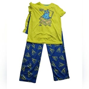 Boys Cat & Jack Pizza Pajama Set Blue Yellow Size M(8) NWT